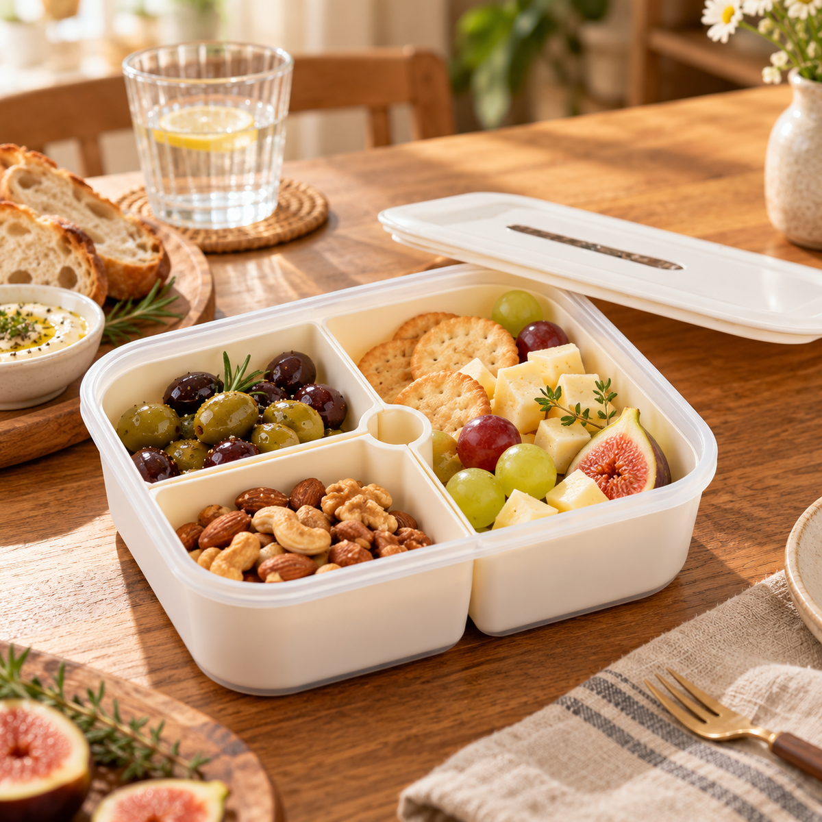 3-Compartment Food Prep & Storage Container
