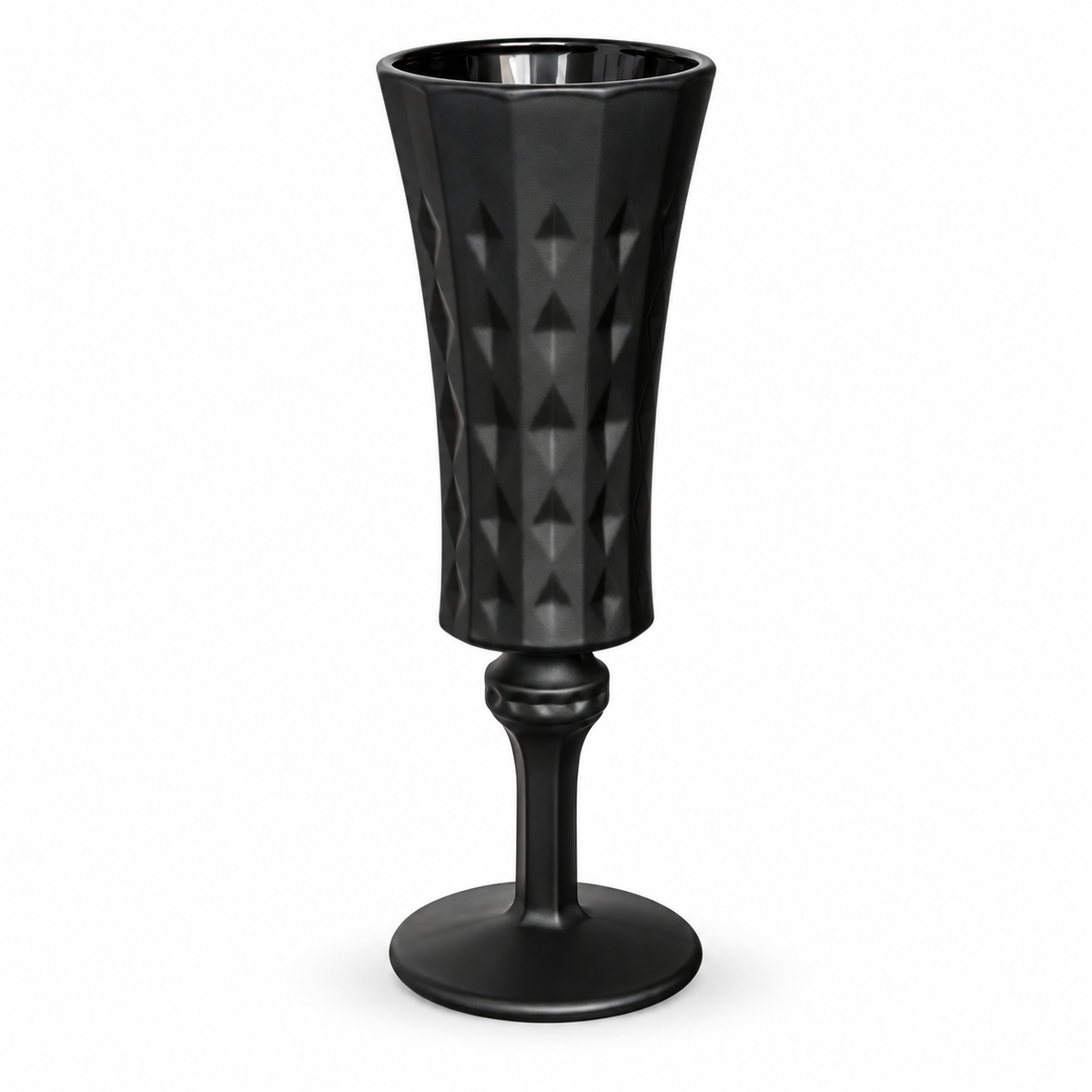 Matte Black Embossed Tall Champagne Goblet