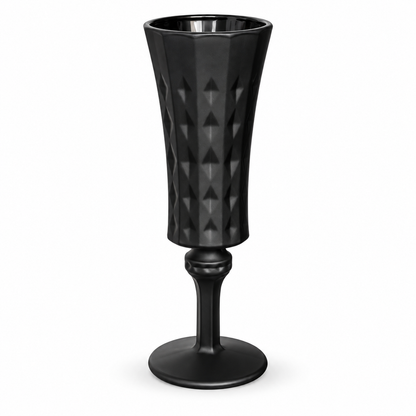 Matte Black Embossed Tall Champagne Goblet