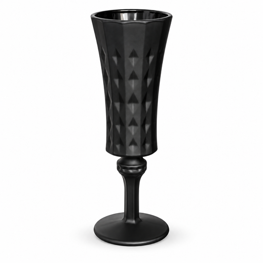 Matte Black Embossed Tall Champagne Goblet