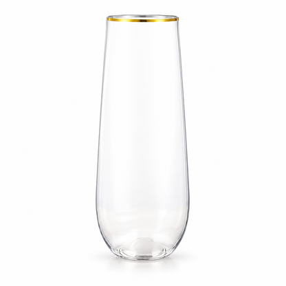 9oz Gold-Stamped Plastic Champagne Glass