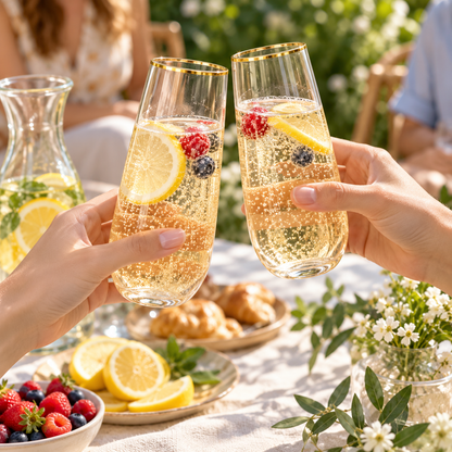 9oz Gold-Stamped Plastic Champagne Glass