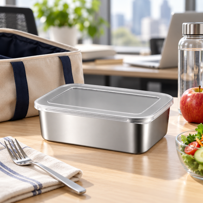 Rectangular Stainless Steel Food Storage Container with Lid