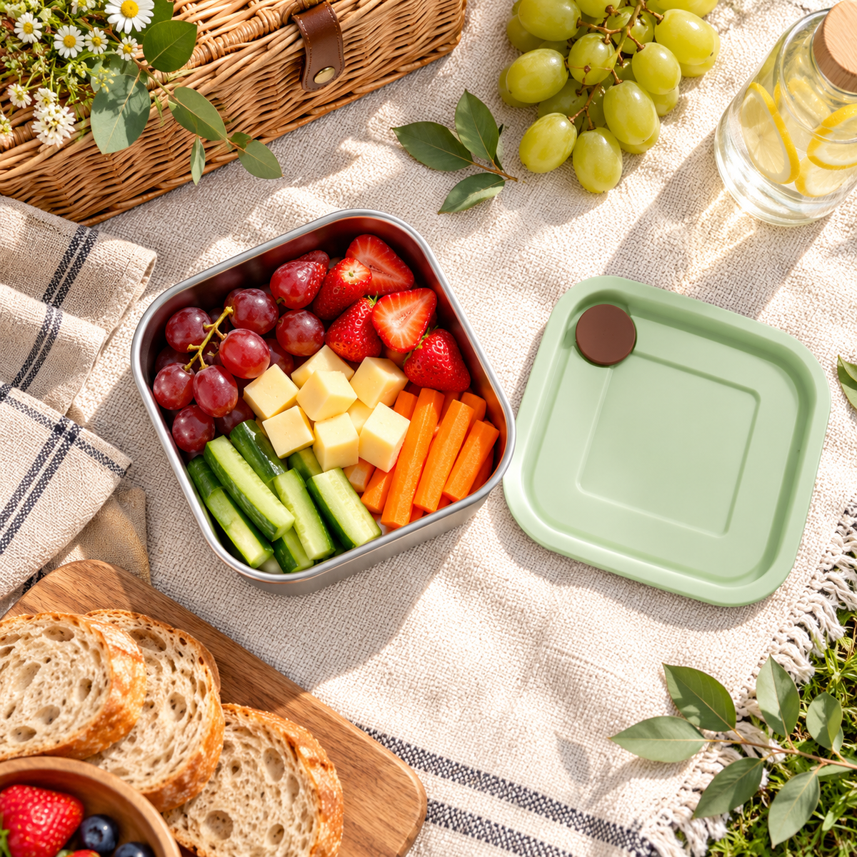 Square 304 Stainless Steel Airtight Food Container
