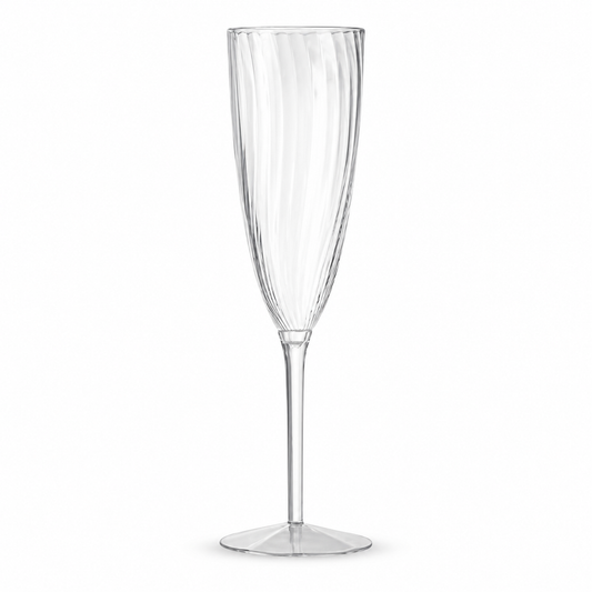 Clear Fluted Plastic Champagne Flute